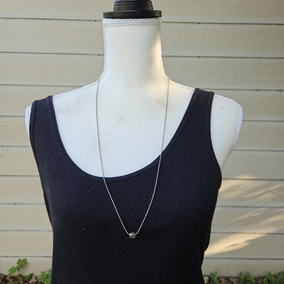 long sterling silver ball chain with sliding M initial bead - Picture 1 of 5